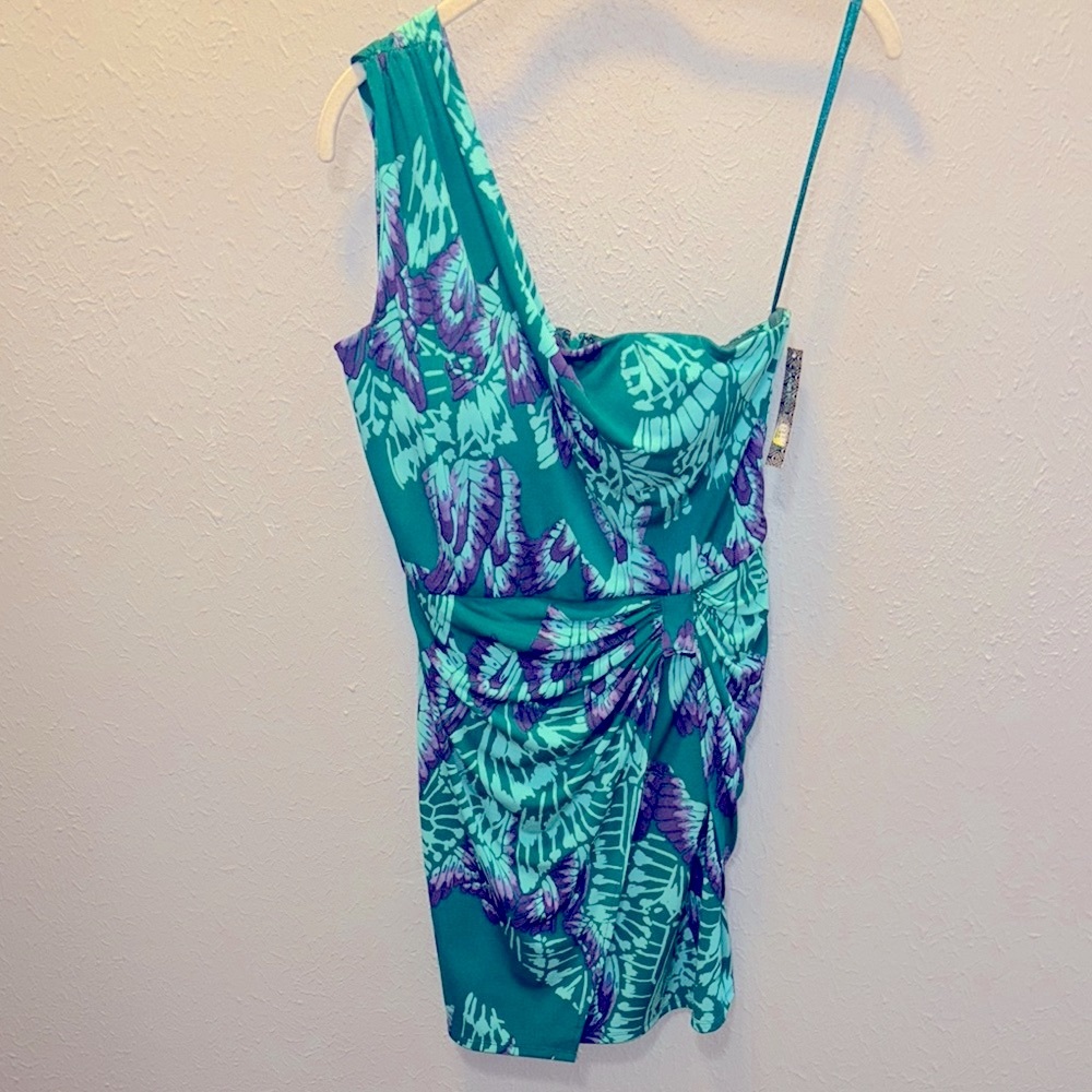 Gianni Bini Tropical Beach Coastal One-Shoulder Dress Women’s Size Small NWT